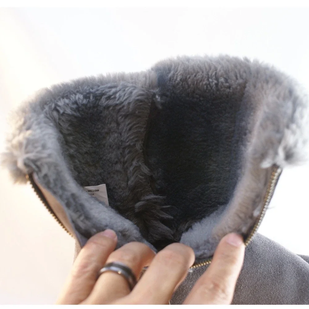 Lamo Willow Grey Suede Knit Back Faux Fur Lined Boots MU20110QV Womens 10